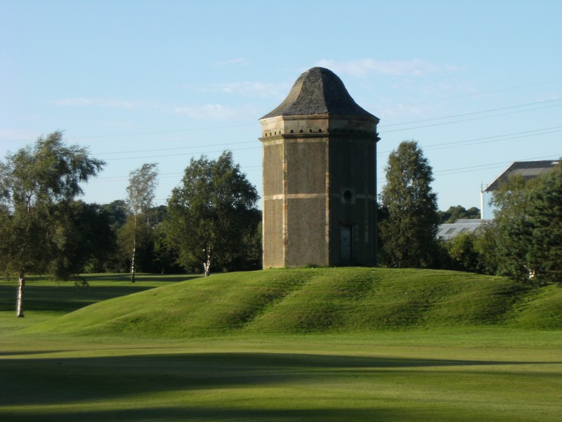 The dovecote overlooks the course